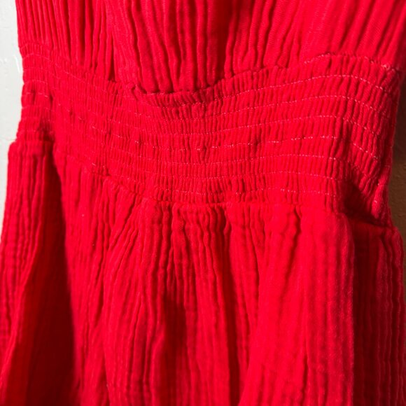 Michael Stars Red Gauze Smocked Waist Flutter Sleeve Dress – Women’s XS - Picture 3 of 7
